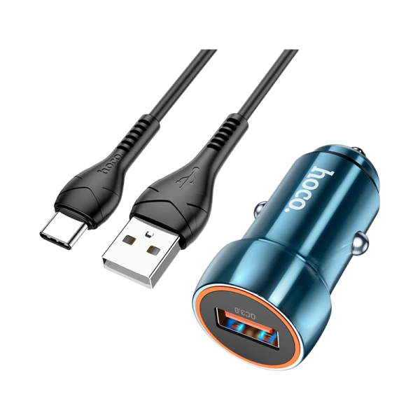Автомобильное З/У HOCO Z46 Type-C 18W QC3.0 синий (1/13/130)