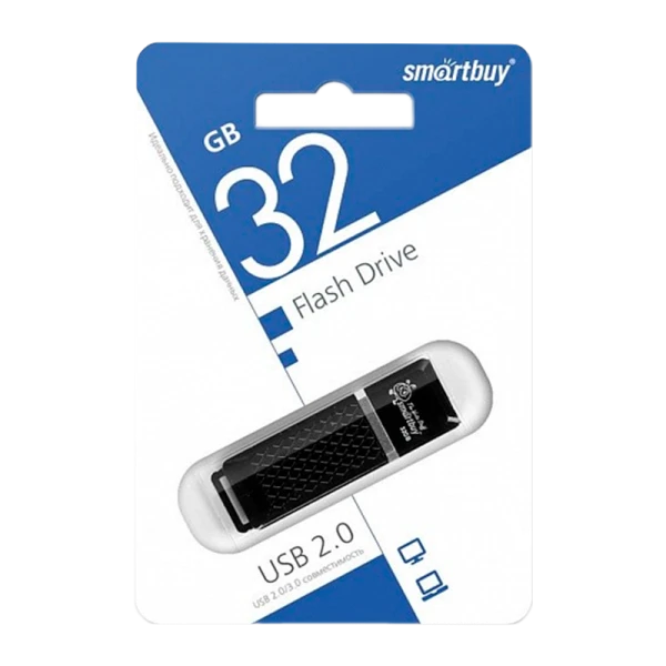 Флеш-накопитель Smartbuy Quartz 32GB USB2.0 пластик черный