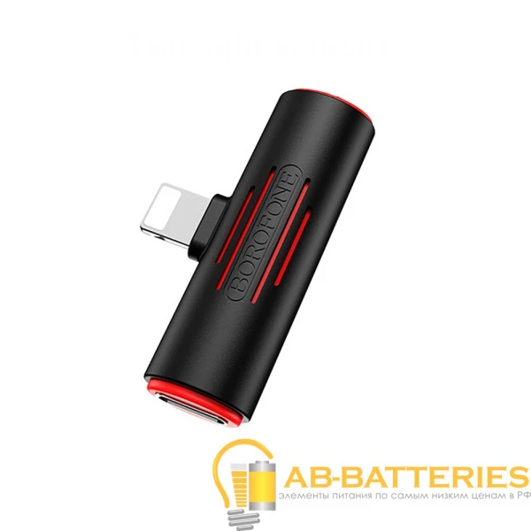 Переходник AUX Borofone BV7 Jack 3.5mm (f)-Lightning (m)/Lightning (f) пластик черный (1/72/288)