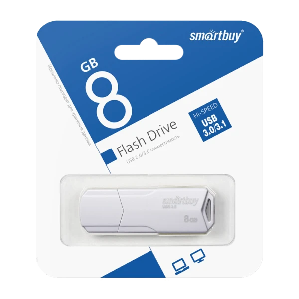 Флеш-накопитель Smartbuy Clue 8GB USB3.1 пластик белый