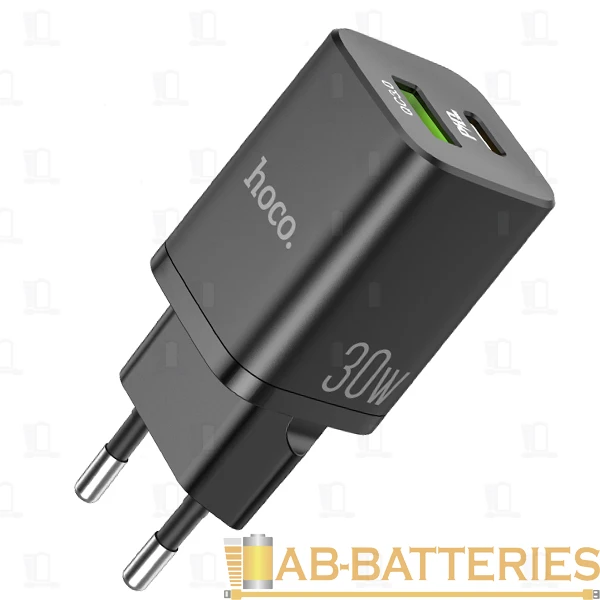Сетевое З/У HOCO N13 1USB/Type-C 30W QC3.0 черный (1/12/120)