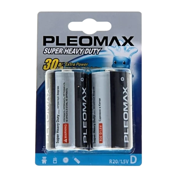 Батарейка Pleomax Super R20 D BL2 Heavy Duty 1.5V (2/12)