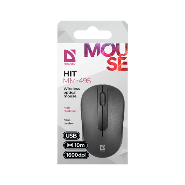 Мышь беспроводная Defender MM-495 HIT классическая USB черный (1/40)