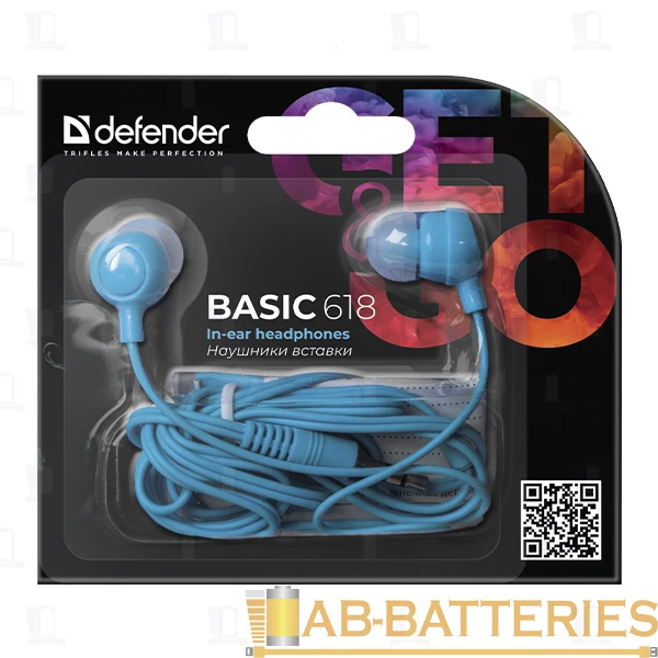 Наушники внутриканальные Defender 618 Basic синий (1/200)