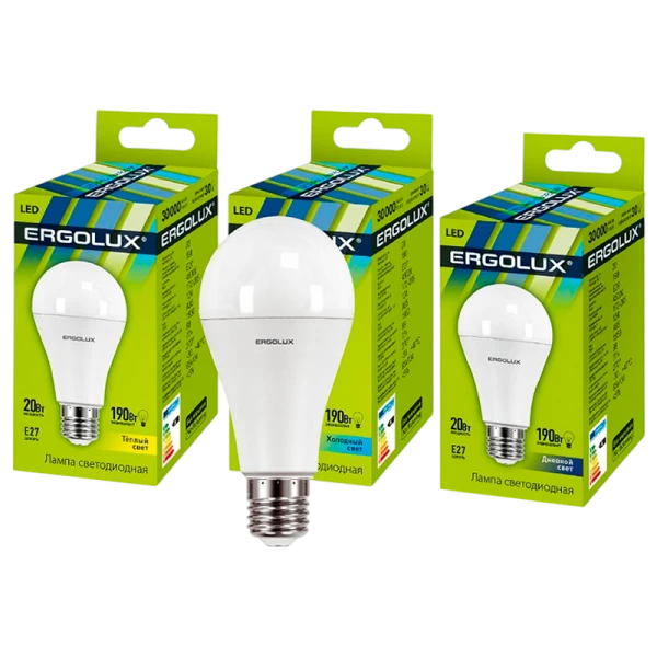 Лампа светодиодная Ergolux A65 E27 20W 6500К 172-265V груша ЛОН