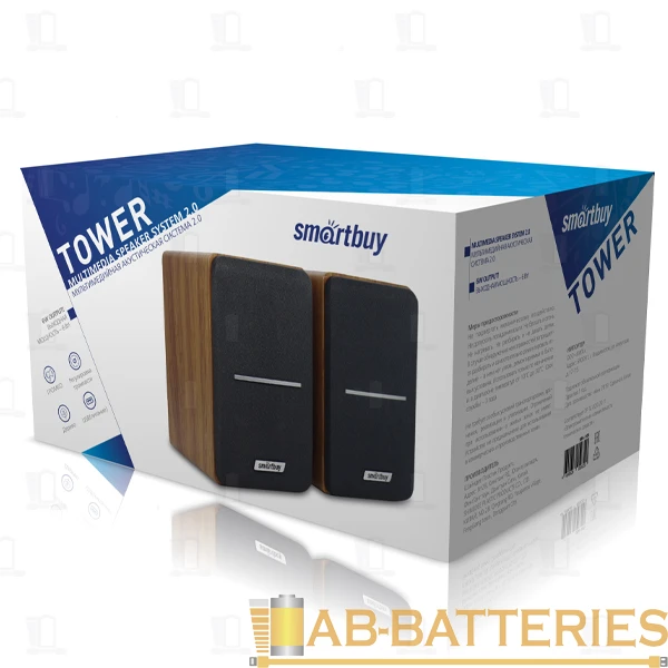 Колонки 2.0 Smartbuy TOWER 6W USB+Jack 3.5мм коричневый (1/12)