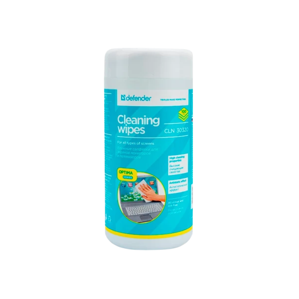 Салфетка Defender CLN30320 Optima для экранов влажные 100шт. туба (1/12)