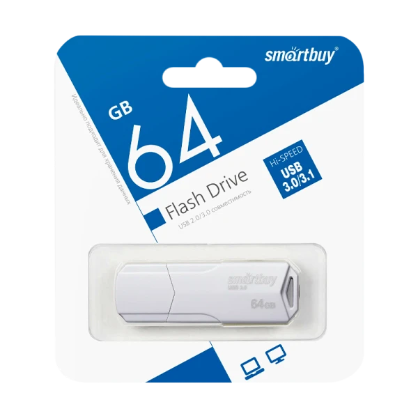 Флеш-накопитель Smartbuy Clue 64GB USB3.1 пластик белый