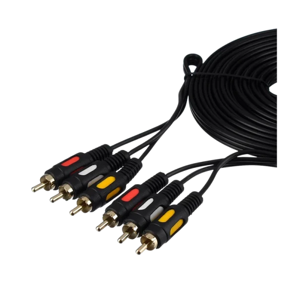 Кабель GoPower 3xRCA (m)-3xRCA (m) 5.0м ПВХ черный Premium Zip-Lock c подвесом (1/50)