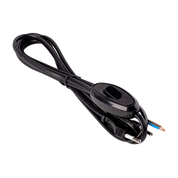 Шнур с плоской вилкой и проходным выключателем Smartbuy, 1,7 метра черный ШВВП 2х0,75 (SBE-06-P05-b)