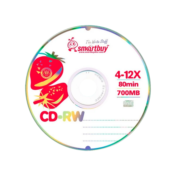 Диск CD-RW Smartbuy 4-12x 80min 50шт. cake box (50/250)