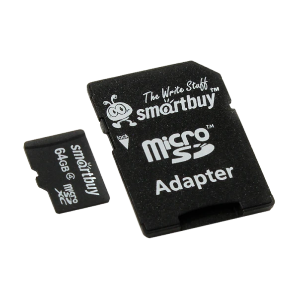 Карта памяти microSD Smartbuy 64GB Class4 4 МБ/сек с адаптером