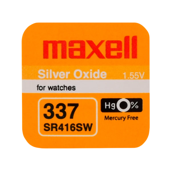 Батарейка Maxell 337 (SR416SW) BL1 Silver Oxide 1.55V 0%Hg (1/10/100)