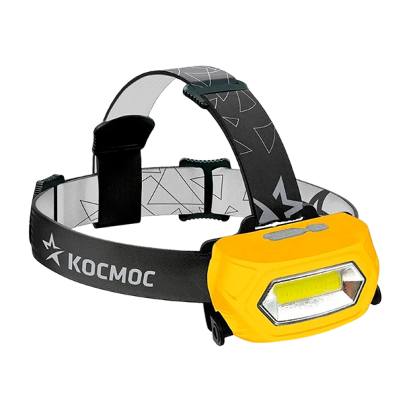 *Фонарь налобный Космос LiPoH3WCOB 3W COB от аккумулятора черный желтый (1/24/144) 