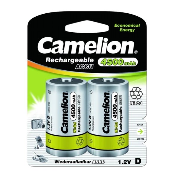 Аккумулятор бытовой Camelion R20 D BL2 NI-CD 4500mAh (2/12/120)