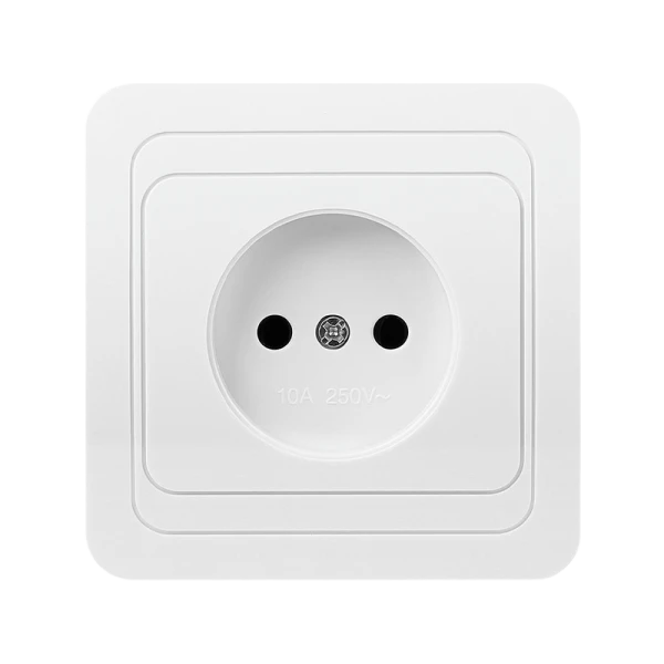 Розетка Smartbuy 1-местная без заземления 10А белая, керамика "Марс"