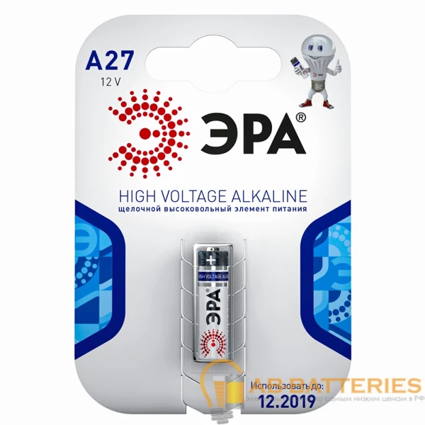 Батарейка ЭРА LR27/A27/MN27 BL1 Alkaline 12V (1/40/160/19200)