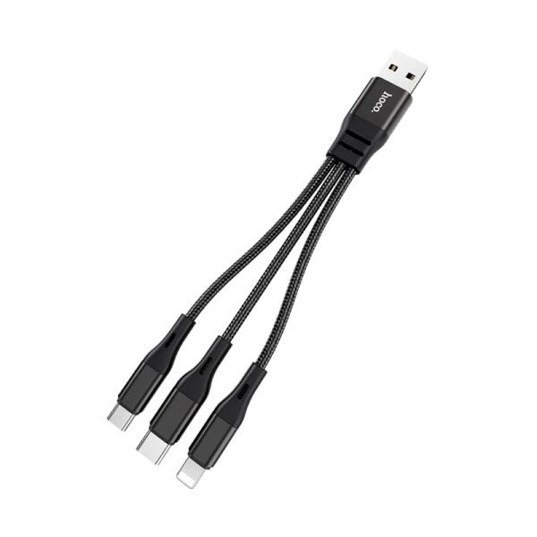 Кабель HOCO X47 USB (m)-Lightning/Type-C/microUSB (m) 0.25м 2.4A нейлон черный (1/31/310)