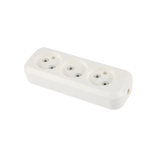 Колодка Toker 3R 3гн б/з белый индивидуальная упаковка (1/50)