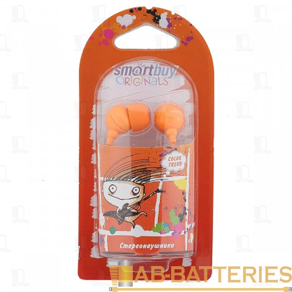 Наушники внутриканальные Smartbuy Color Trend оранжевый (1/20/320)