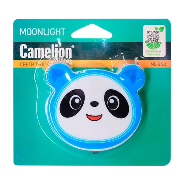 Ночник Camelion NL-252 "Панда" 220V в розетку синий (1/24/96)