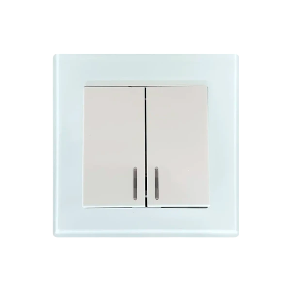 Выключатель Прогресс Glass 2-клав.10A ABS + Керамика с индикатором белый (1/10/100)