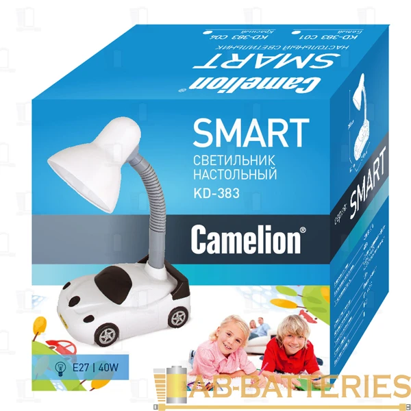 Светильник настольный Camelion KD-383 40W 230V E27 на основании белый (1/12)