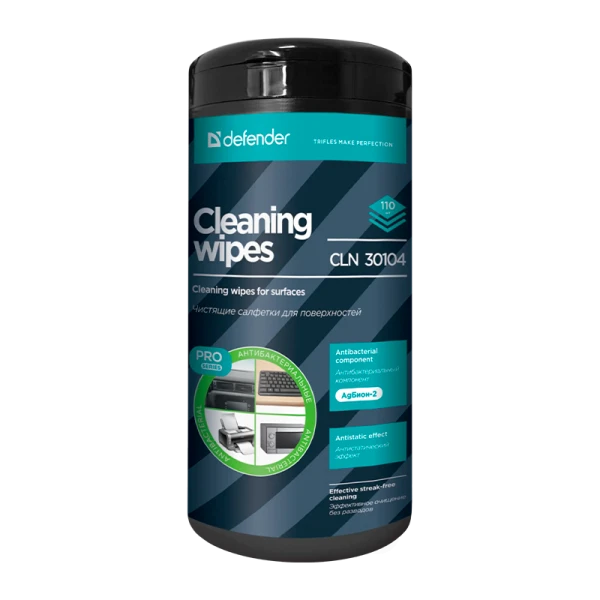 Салфетка Defender CLN30104 Pro для поверхностей антибакт. 110шт. туба (1/12)