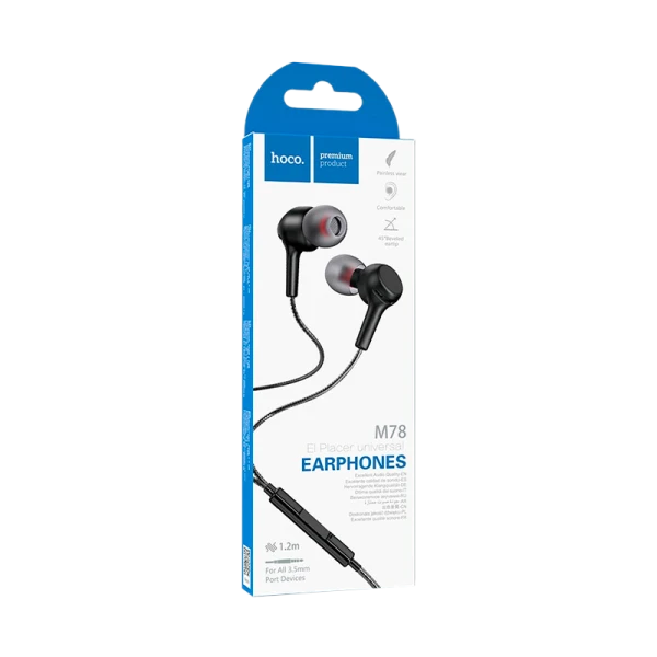 Наушники внутриканальные HOCO M78 с микр. черный (1/31/310)
