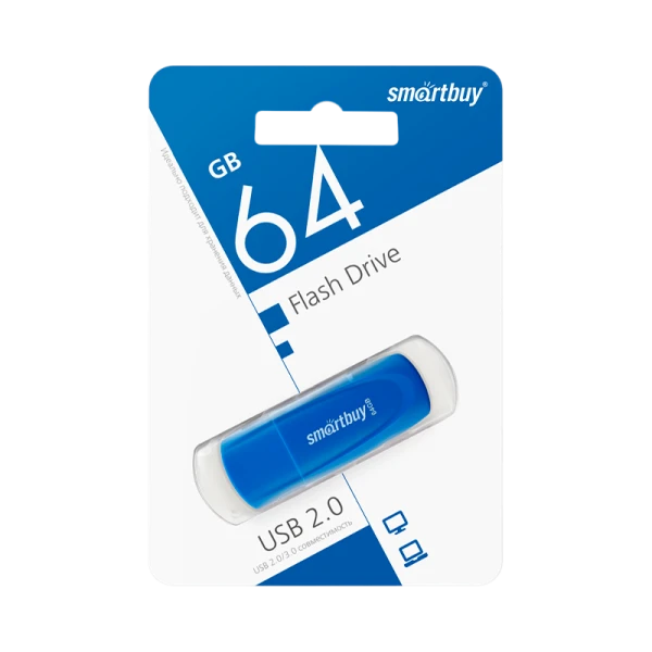Флеш-накопитель Smartbuy Scout 64GB USB2.0 пластик синий