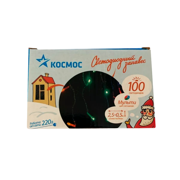 *Гирлянда Космос 100LED 2.5м лампочки бахрома 8 режимов с контроллером ассорти (1/48) 