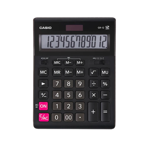 Калькулятор полноразмерный Casio GR-12 12-разрядный для бухгалтеров черный (1/10/40)