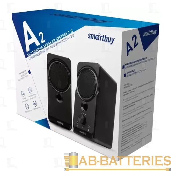 Колонки 2.0 Smartbuy A2 6W USB+Jack 3.5мм черный синий (1/20)
