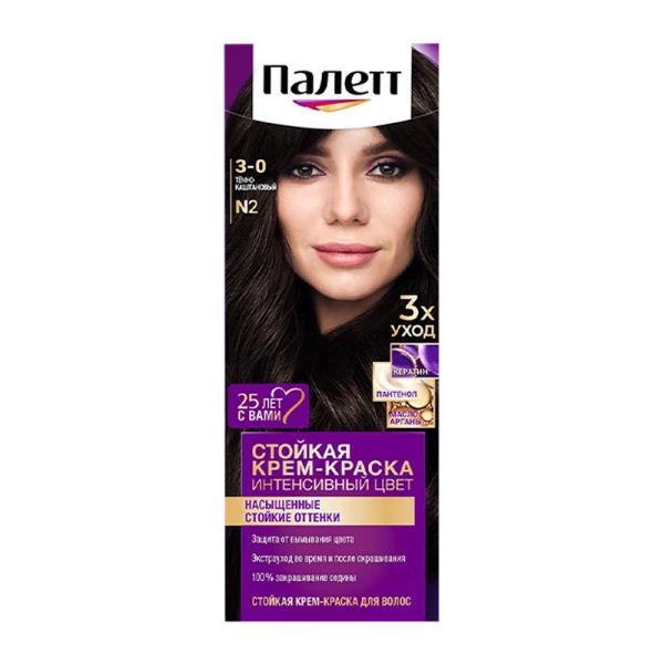 Краска для волос Schwarzkopf Palette 110мл N2 (3-0) Темный каштан (1/10)