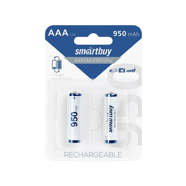 Аккумулятор бытовой Smartbuy HR03 AAA BL2 NI-MH 950mAh (2/24/240)