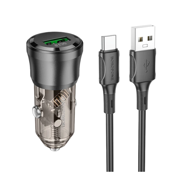 Автомобильное З/У Borofone BZ23 1USB 18W QC3.0 черный (1/98/392)