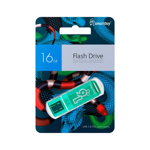 Флеш-накопитель Smartbuy Glossy Snake Edition 16GB USB2.0 пластик зеленый