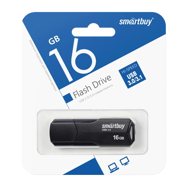 Флеш-накопитель Smartbuy Clue 16GB USB3.1 пластик черный