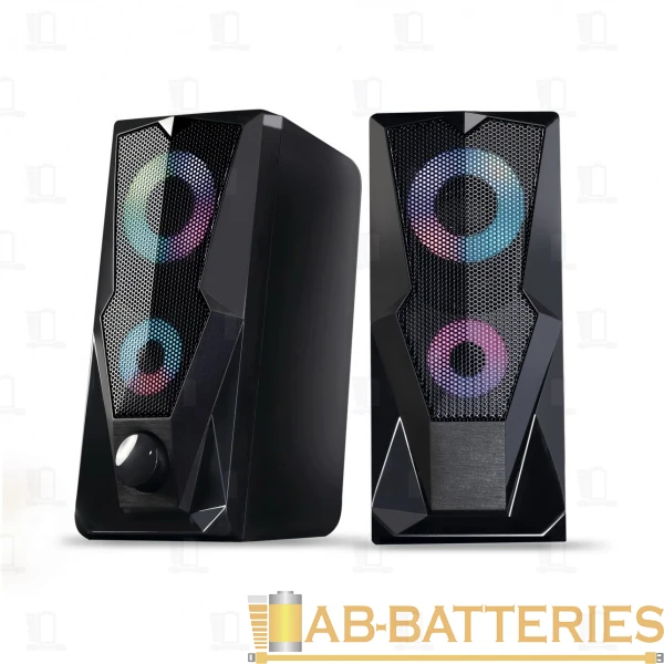 Колонки 2.0 Smartbuy REVOLT 6W с подсветкой USB+Jack 3.5мм черный (1/20)