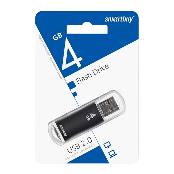 Флеш-накопитель Smartbuy V-Cut 4GB USB2.0 пластик черный