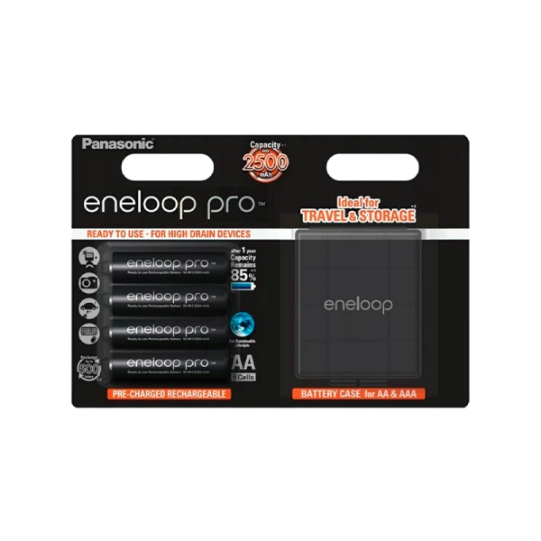 Аккумулятор предзаряженный RTU Panasonic R6 AA BL4 NI-MH eneloop pro 2500mAh футляр