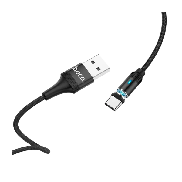 Кабель HOCO U76 USB (m)-Type-C (m) 1.2м 3.0A нейлон магнит черный (1/22/220)