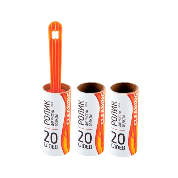 Ролик для чистки одежды Рыжий кот LRS-20 20сл. 2 запасных блока оранжевый (1/24)