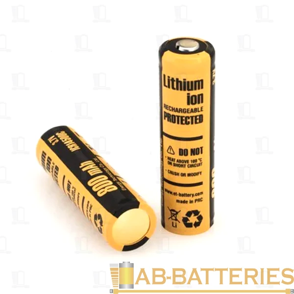 Аккумулятор ET ICR14500C&nbsp;&nbsp;Protected 14.0*50.0, 800mAh, Li-Ion, в пластиковом боксе на 2шт (2/1000)