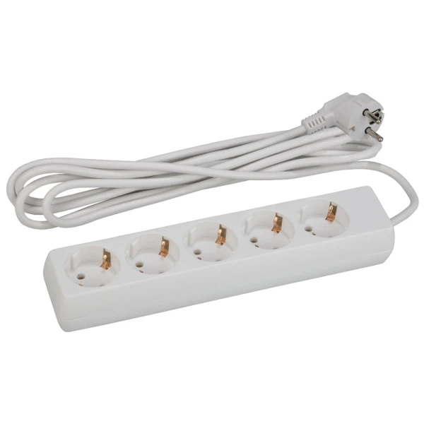 Удлинитель ЭРА U 5р.С/З 10A 3.0м белый