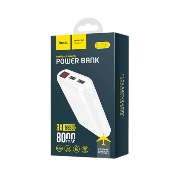Внешний аккумулятор HOCO B35B 8000mAh 2.0A 2USB белый (1/64)
