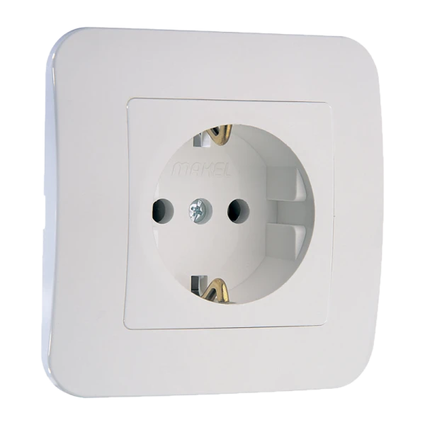 Розетка Makel Lillium Natural 1гн. 16A С/З белый 55028 (1/12)