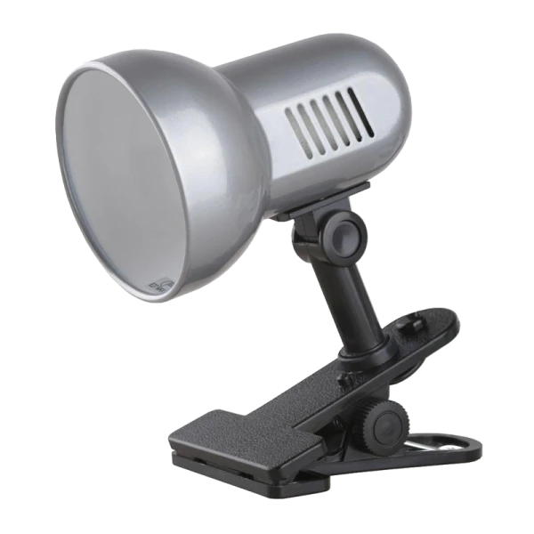 Светильник настольный Camelion H-035 60W 220V E27 прищепка серебряный (1/12)