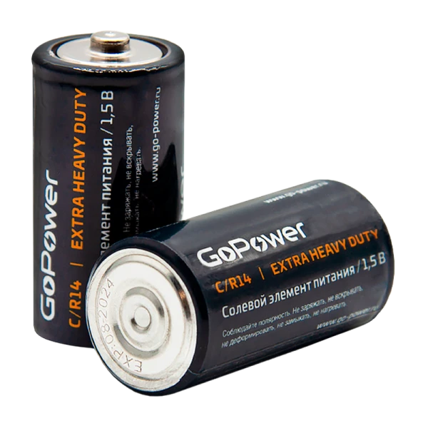 Батарейка GoPower R14 C Shrink 2 Heavy Duty 1.5V (2/24/288)