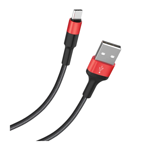 Кабель HOCO X26 USB (m)-Type-C (m) 1.0м 2.0A нейлон черный красный (1/30/300)